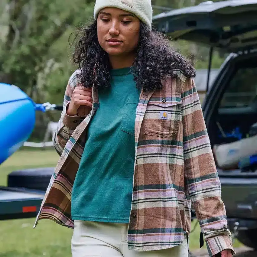 Langarm-Flanell-Hemd für Damen aus der Tencel™-Faser-Serie in lockerer Passform