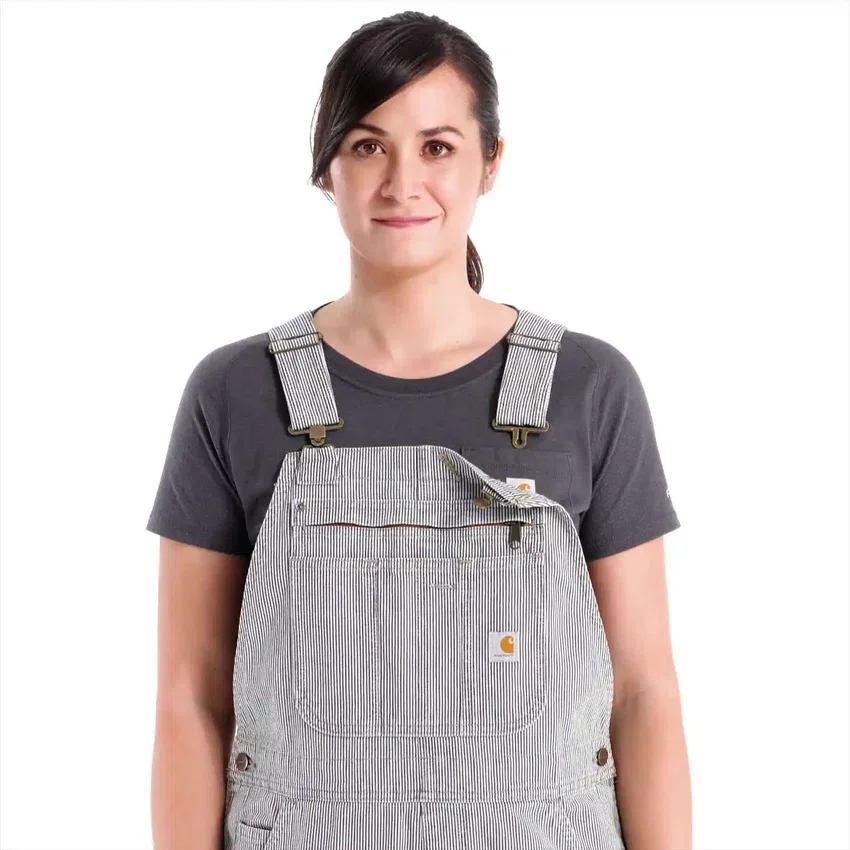 Latzhose aus Denim mit Eisenbahnstreifen