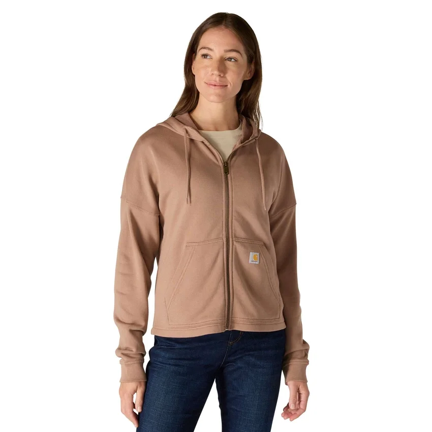 Leichtes Tencel-Hoodie mit durchgehendem Reissverschluss für Damen