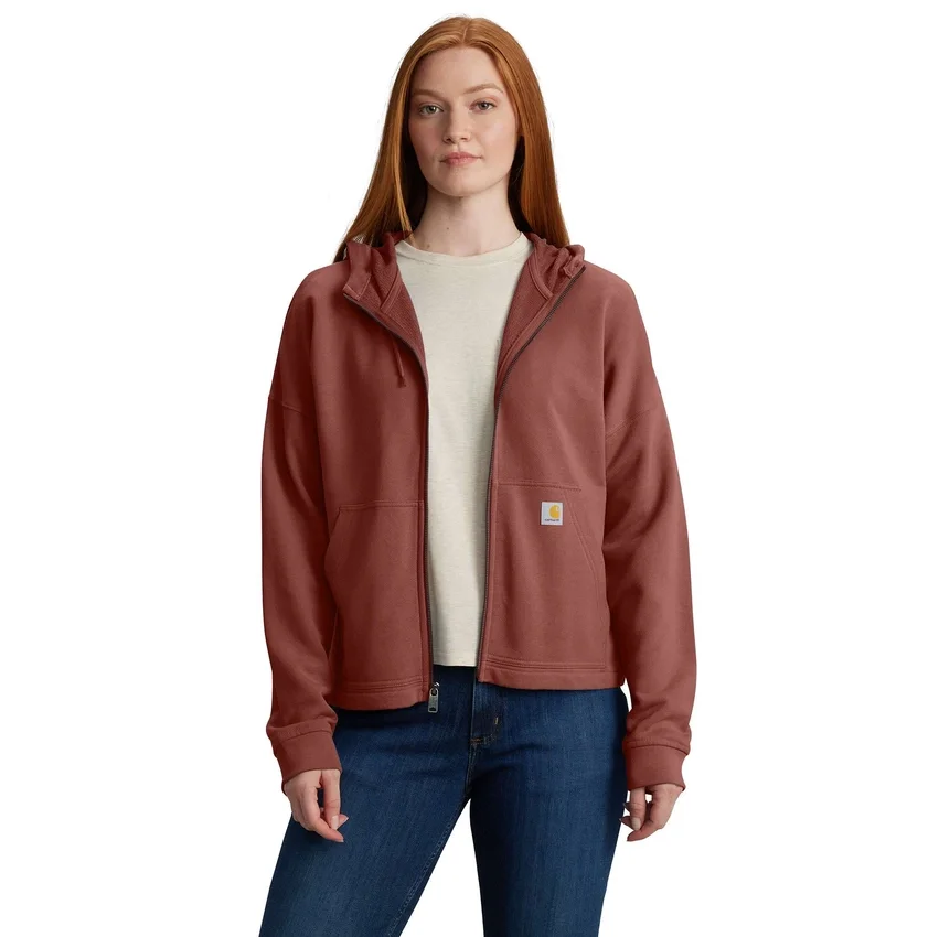 Leichtes Tencel-Hoodie mit durchgehendem Reissverschluss für Damen