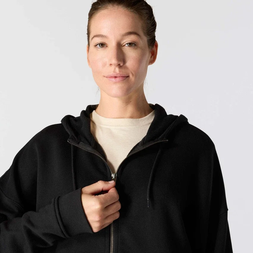 Leichtes Tencel-Hoodie mit durchgehendem Reissverschluss für Damen