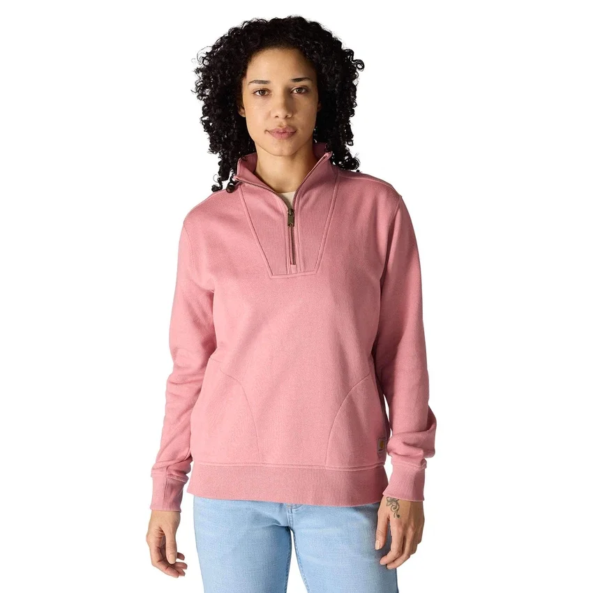 Leichtes Tencel-Pullover-Sweatshirt mit halbem Reissverschluss für Damen