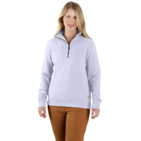 Leichtes Tencel-Pullover-Sweatshirt mit halbem Reissverschluss für Damen