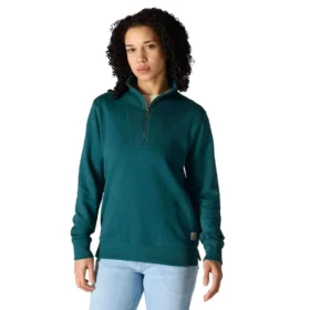 Leichtes Tencel-Pullover-Sweatshirt mit halbem Reissverschluss für Damen