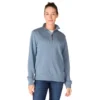 Leichtes Tencel-Pullover-Sweatshirt mit halbem Reissverschluss für Damen