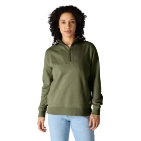 Leichtes Tencel-Pullover-Sweatshirt mit halbem Reissverschluss für Damen