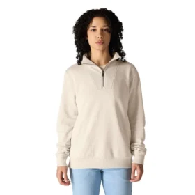 Leichtes Tencel-Pullover-Sweatshirt mit halbem Reissverschluss für Damen