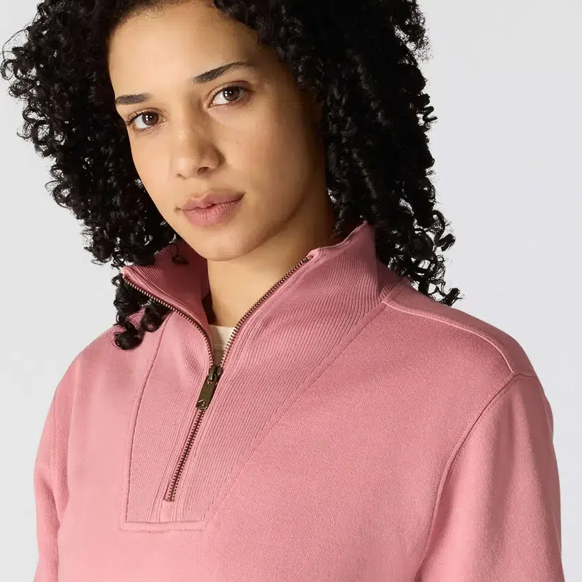 Leichtes Tencel-Pullover-Sweatshirt mit halbem Reissverschluss für Damen