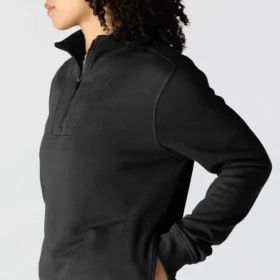 Leichtes Tencel-Pullover-Sweatshirt mit halbem Reissverschluss für Damen