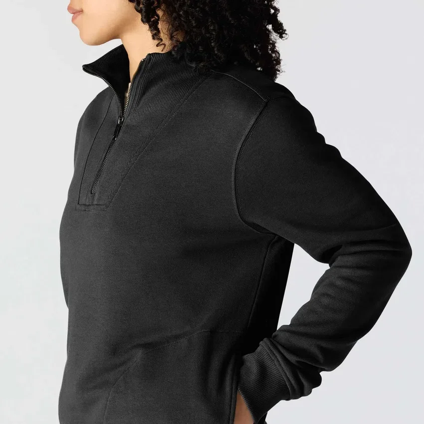 Leichtes Tencel-Pullover-Sweatshirt mit halbem Reissverschluss für Damen