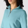 Leichtes Tencel-Pullover-Sweatshirt mit halbem Reissverschluss für Damen