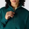 Leichtes Tencel-Pullover-Sweatshirt mit halbem Reissverschluss für Damen