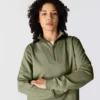 Leichtes Tencel-Pullover-Sweatshirt mit halbem Reissverschluss für Damen