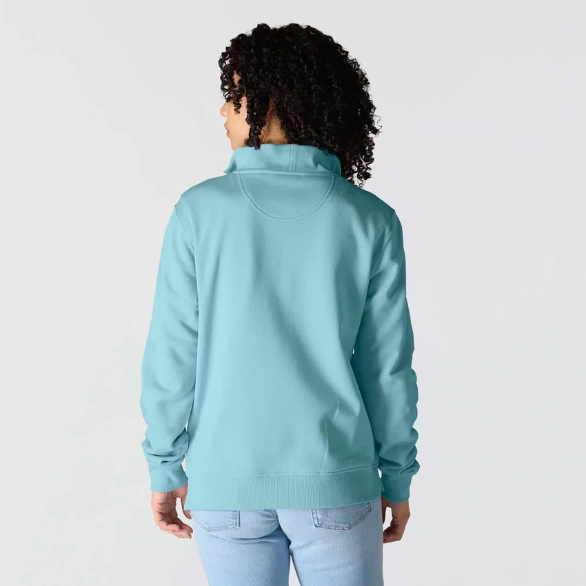 Leichtes Tencel-Pullover-Sweatshirt mit halbem Reissverschluss für Damen
