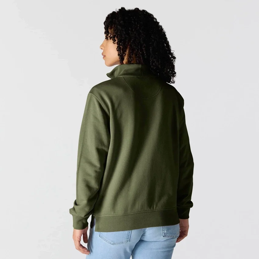 Leichtes Tencel-Pullover-Sweatshirt mit halbem Reissverschluss für Damen