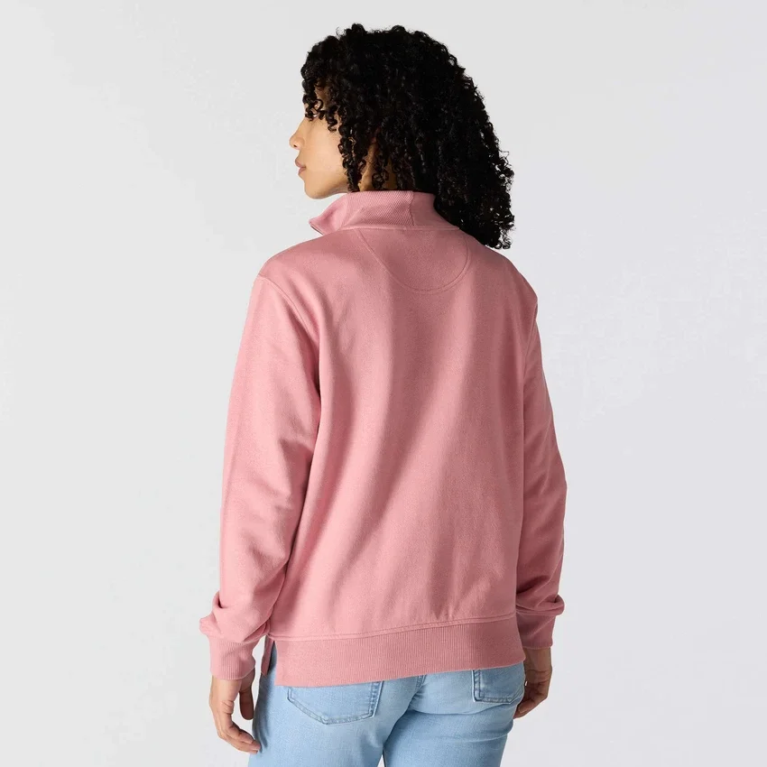 Leichtes Tencel-Pullover-Sweatshirt mit halbem Reissverschluss für Damen