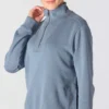Leichtes Tencel-Pullover-Sweatshirt mit halbem Reissverschluss für Damen