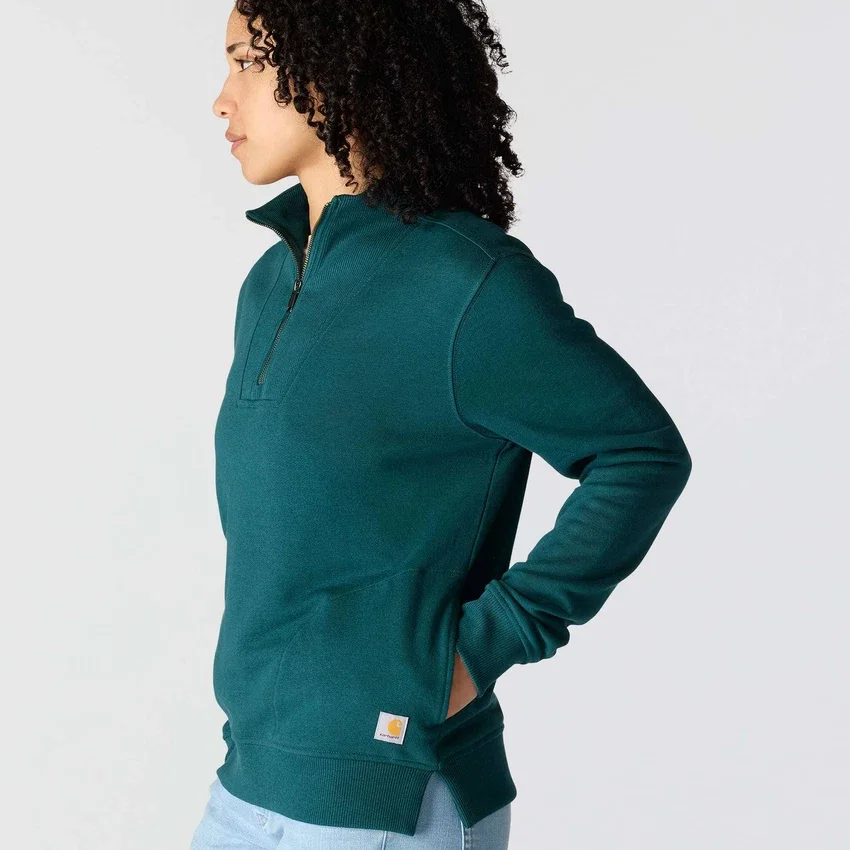 Leichtes Tencel-Pullover-Sweatshirt mit halbem Reissverschluss für Damen