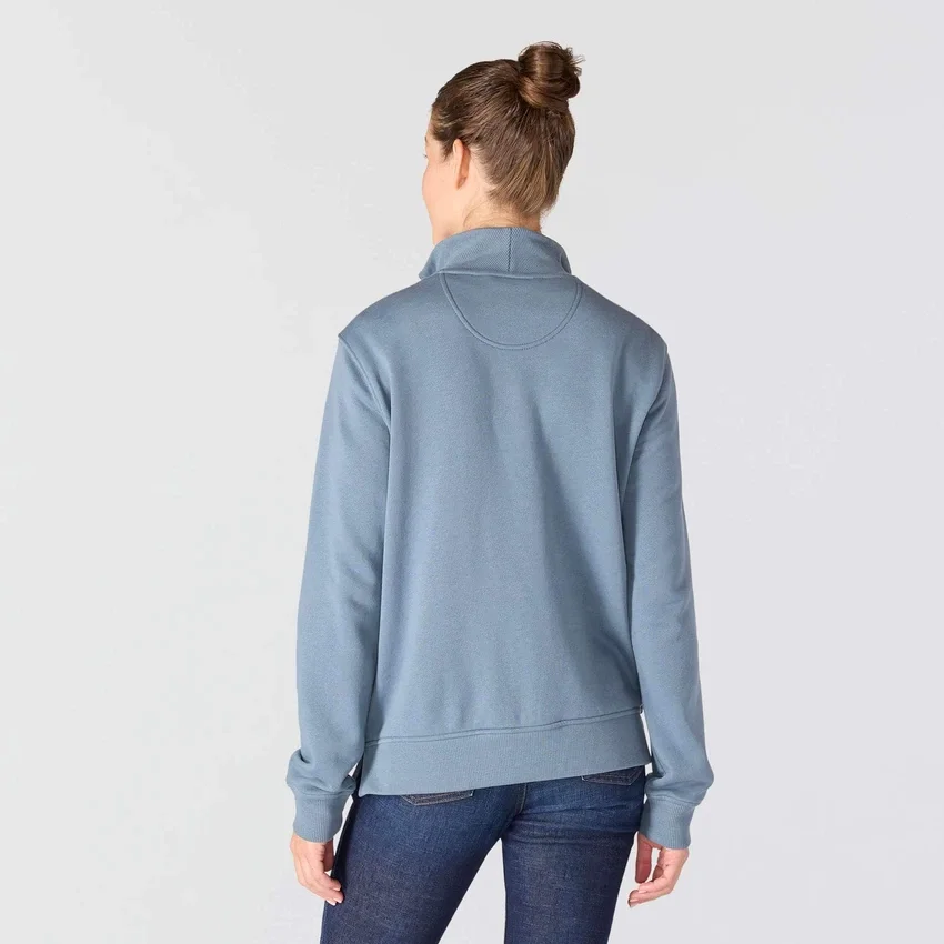 Leichtes Tencel-Pullover-Sweatshirt mit halbem Reissverschluss für Damen