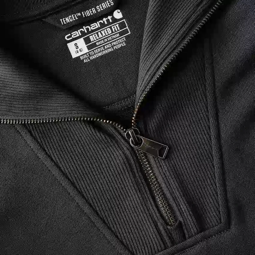Leichtes Tencel-Pullover-Sweatshirt mit halbem Reissverschluss für Damen