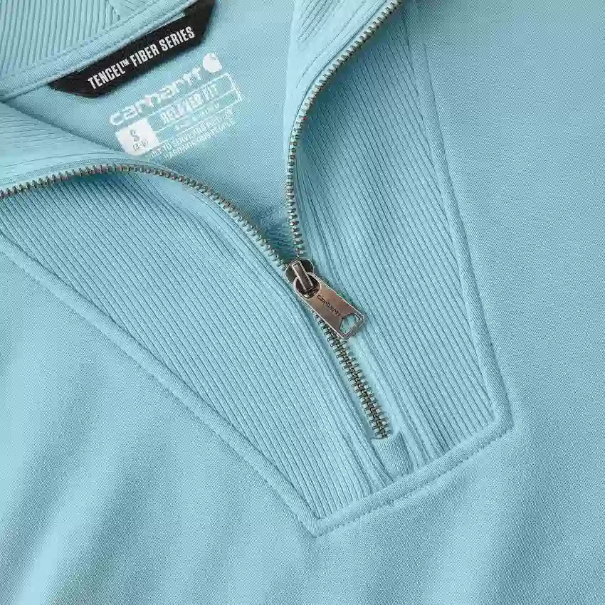Leichtes Tencel-Pullover-Sweatshirt mit halbem Reissverschluss für Damen