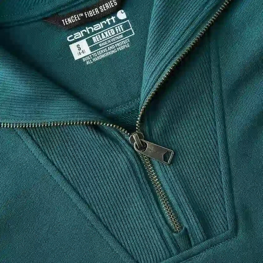 Leichtes Tencel-Pullover-Sweatshirt mit halbem Reissverschluss für Damen