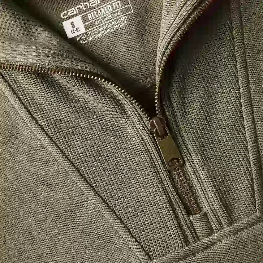 Leichtes Tencel-Pullover-Sweatshirt mit halbem Reissverschluss für Damen