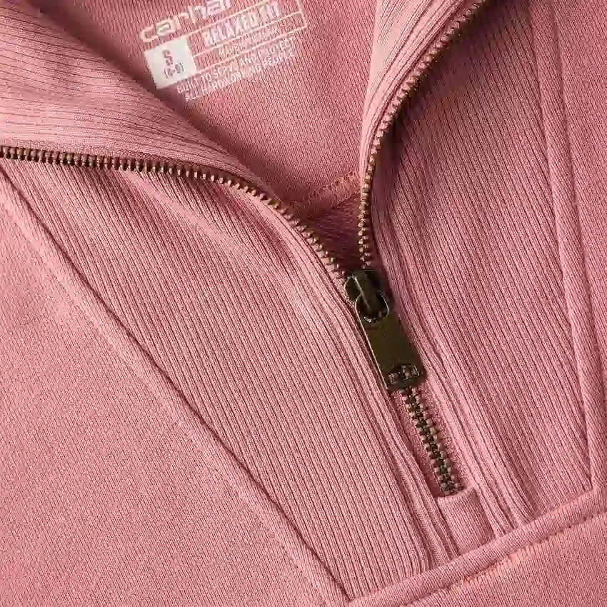 Leichtes Tencel-Pullover-Sweatshirt mit halbem Reissverschluss für Damen