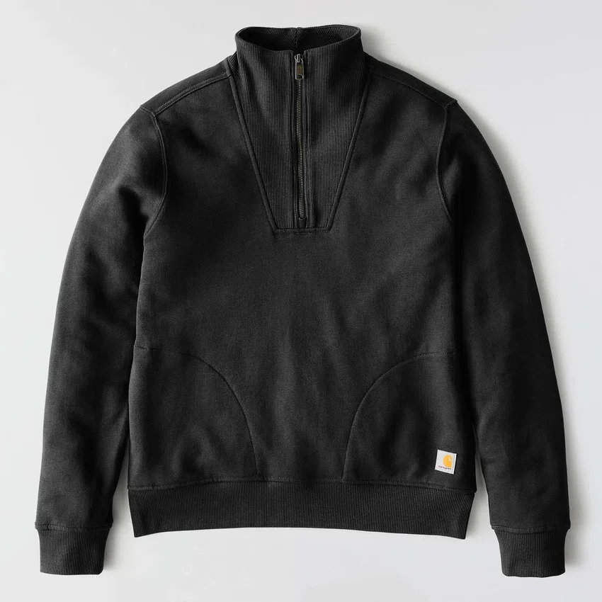 Leichtes Tencel-Pullover-Sweatshirt mit halbem Reissverschluss für Damen