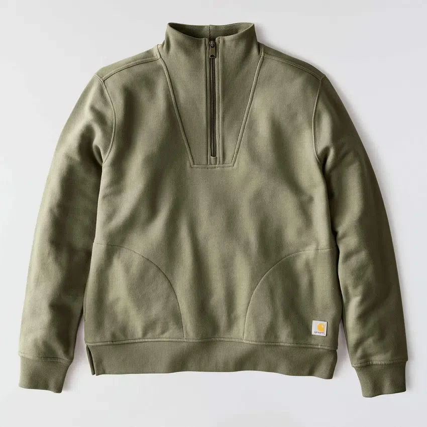 Leichtes Tencel-Pullover-Sweatshirt mit halbem Reissverschluss für Damen