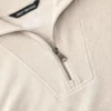 Leichtes Tencel-Pullover-Sweatshirt mit halbem Reissverschluss für Damen