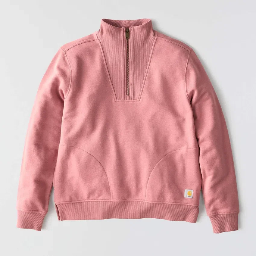 Leichtes Tencel-Pullover-Sweatshirt mit halbem Reissverschluss für Damen