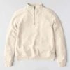 Leichtes Tencel-Pullover-Sweatshirt mit halbem Reissverschluss für Damen