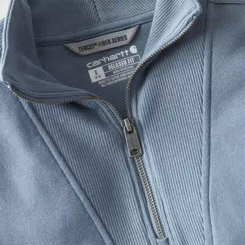 Leichtes Tencel-Pullover-Sweatshirt mit halbem Reissverschluss für Damen