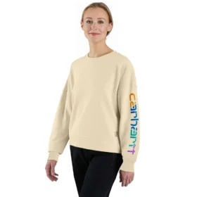 Leichtes Tencel-Sweatshirt für Damen mit lockerer Passform und bedruckten Armlingen