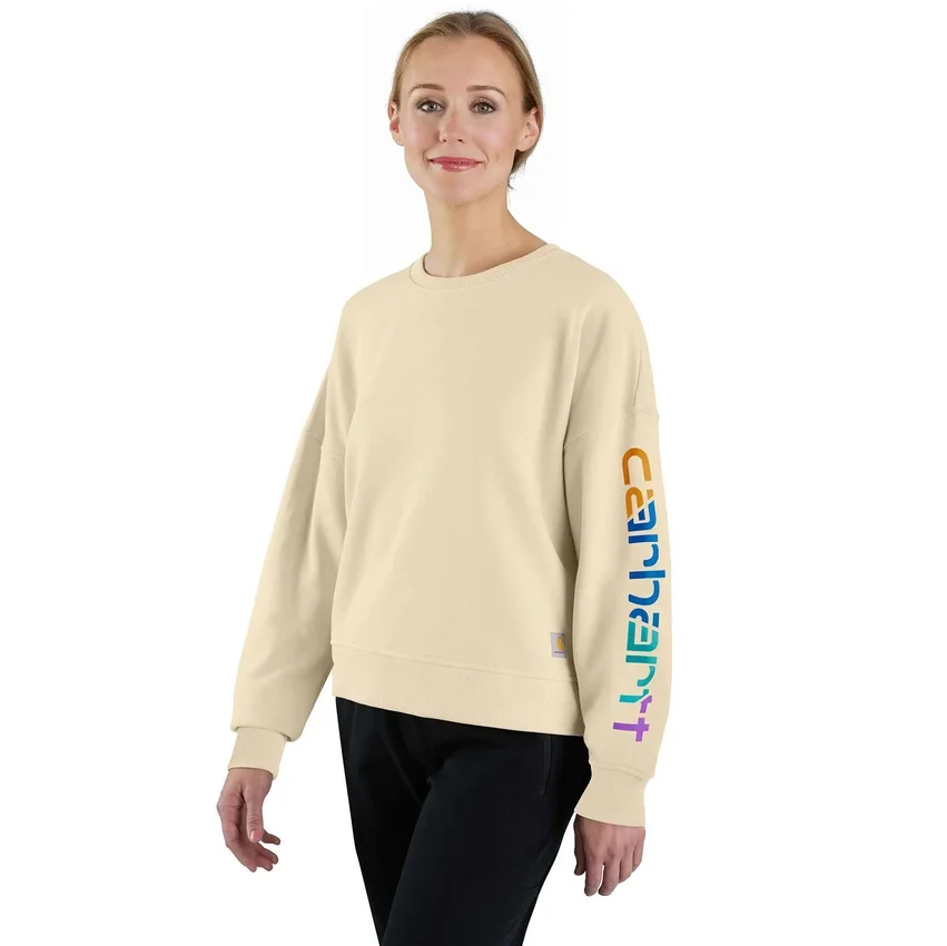Leichtes Tencel-Sweatshirt für Damen mit lockerer Passform und bedruckten Armlingen