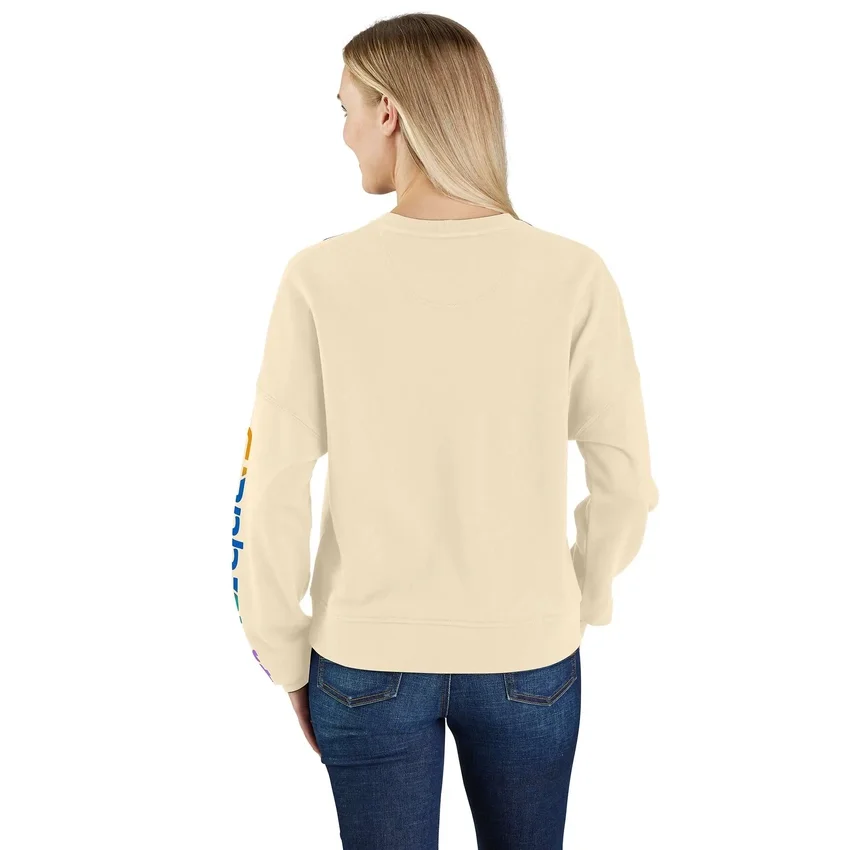 Leichtes Tencel-Sweatshirt für Damen mit lockerer Passform und bedruckten Armlingen