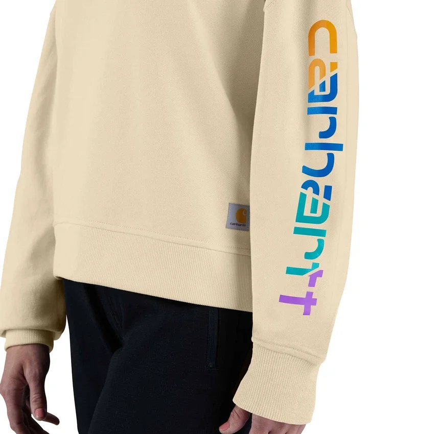 Leichtes Tencel-Sweatshirt für Damen mit lockerer Passform und bedruckten Armlingen