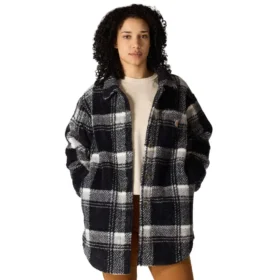 Locker sitzende karierte Fleecejacke für Damen