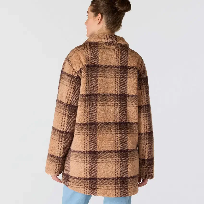 Locker sitzende karierte Fleecejacke für Damen