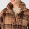 Locker sitzende karierte Fleecejacke für Damen
