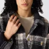 Locker sitzende karierte Fleecejacke für Damen
