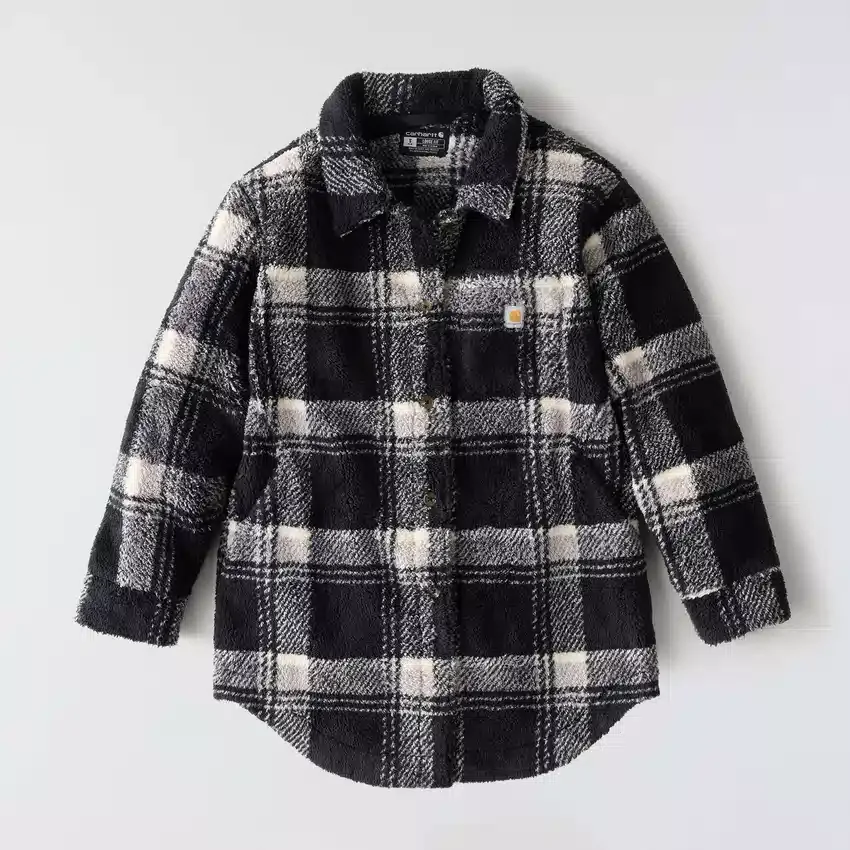 Locker sitzende karierte Fleecejacke für Damen
