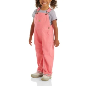 Locker sitzende Latzhose für Mädchen aus Canvas mit Flanellfutter