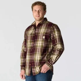 Locker sitzendes, schweres Flanell-Langarmhemd mit Karomuster