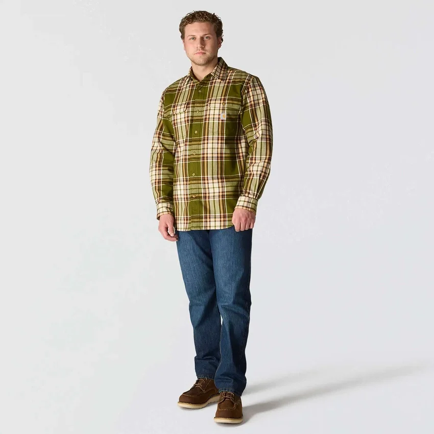 Locker sitzendes, schweres Flanell-Langarmhemd mit Karomuster