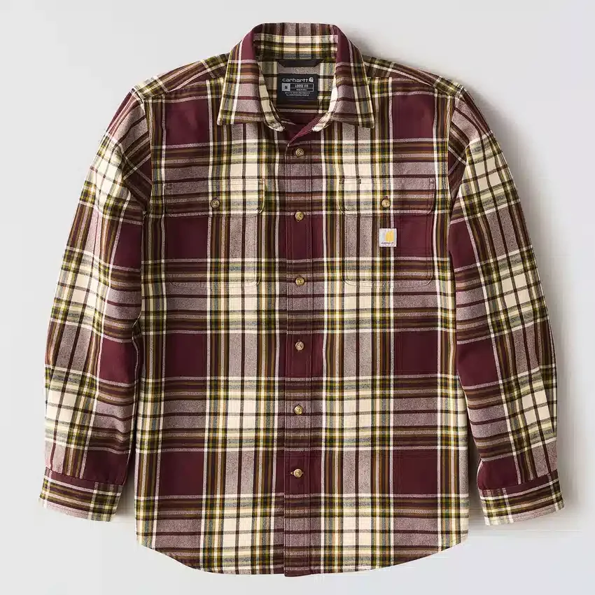 Locker sitzendes, schweres Flanell-Langarmhemd mit Karomuster