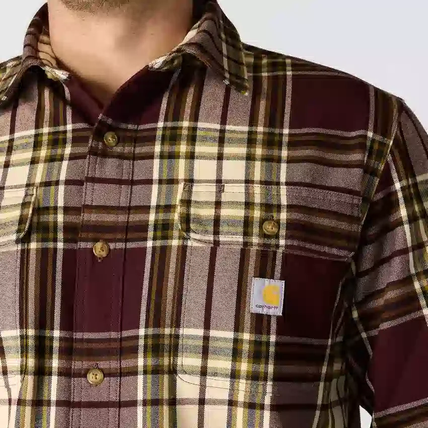 Locker sitzendes, schweres Flanell-Langarmhemd mit Karomuster