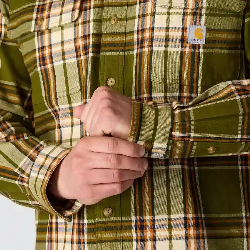 Locker sitzendes, schweres Flanell-Langarmhemd mit Karomuster