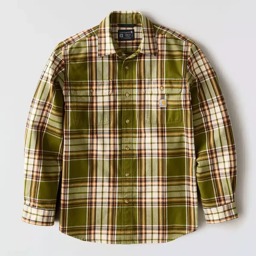 Locker sitzendes, schweres Flanell-Langarmhemd mit Karomuster
